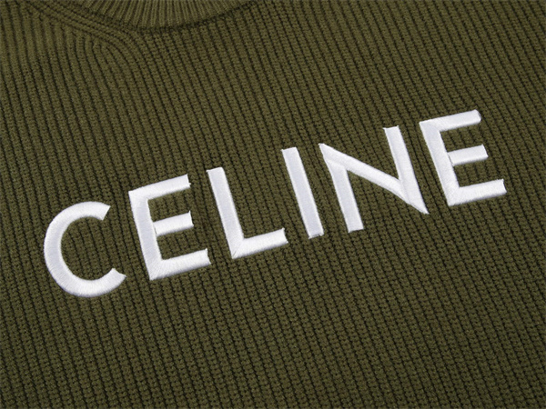 秋に欠けない新作 CELINE 偽物 セーター ロゴ 刺繡 立体 50%ウール セリーヌ