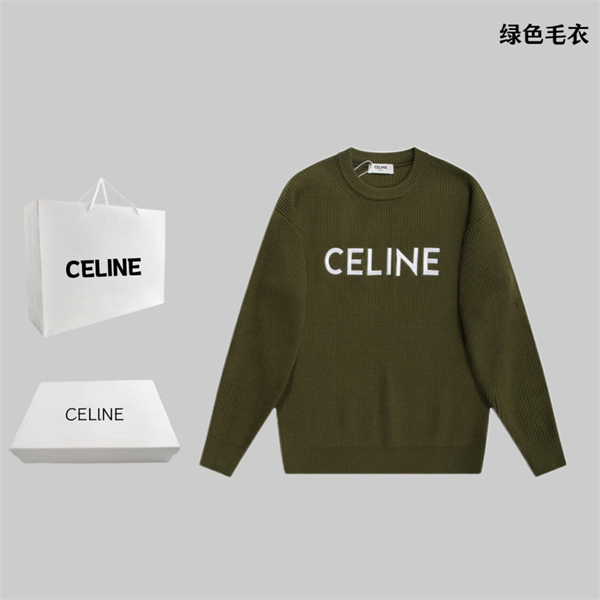 秋に欠けない新作 CELINE 偽物 セーター ロゴ 刺繡 立体 50%ウール セリーヌ