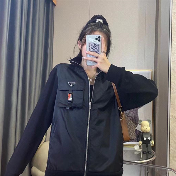 PRADA スーパーコピー ジャケット ナイロン ニット 立て襟 ユニセックス プラダ