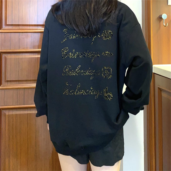 ファッション BALENCIAGA コピー トレーナー ロゴ プリント 水洗い処理 プリント ロゴ 男女兼用 バレンシアガ