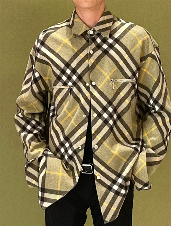 BURBERRYフリース スーパーコピー シャツ ウール チェック柄 ジャケット型 バーバリー