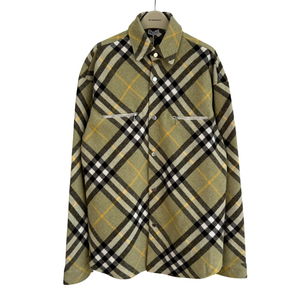 BURBERRYフリース スーパーコピー シャツ ウール チェック柄 ジャケット型 バーバリー