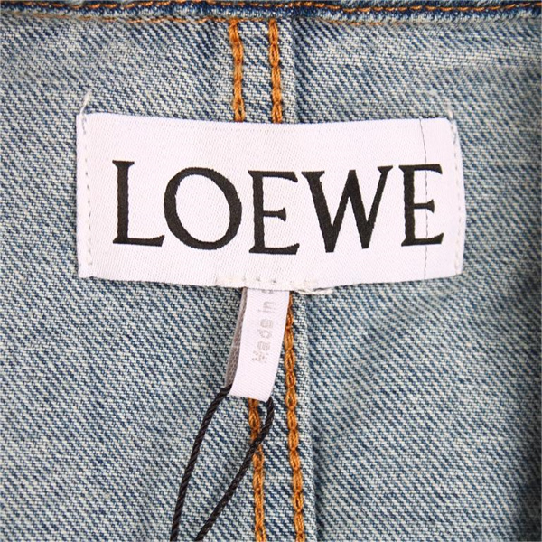 ロエベ スーパーコピー デニムジャケット レザー ロゴ Anagram アナグラム ショット丈 LOEWE