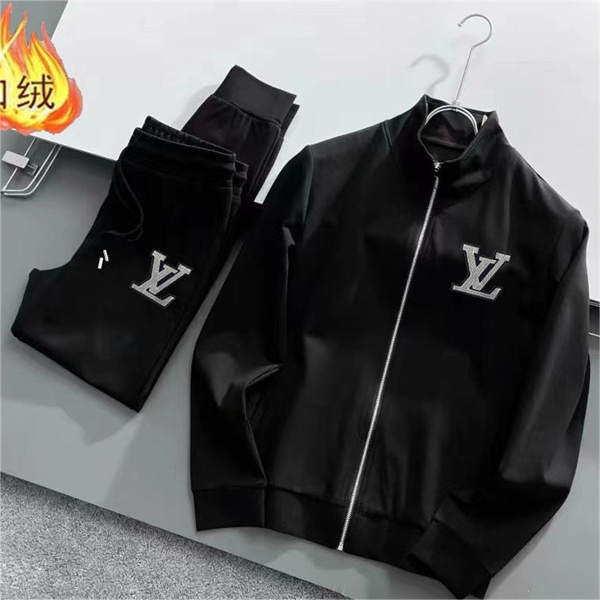 LOUIS VUITTON コピー 上下セット 裏起毛 ジャケット ロゴ プリント ルイヴィトン
