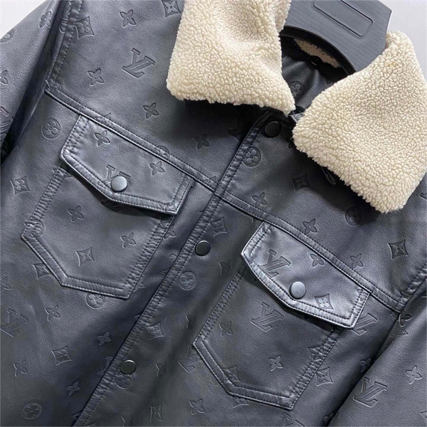 ルイヴィトン スーパーコピー ジャケット ブルゾン レザー フリース襟 LOUIS VUITTON