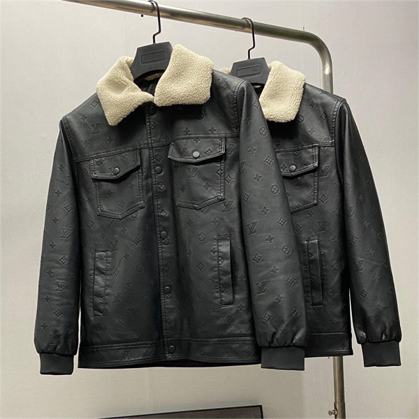 ルイヴィトン スーパーコピー ジャケット ブルゾン レザー フリース襟 LOUIS VUITTON