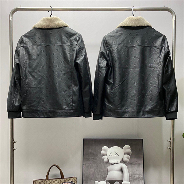 ルイヴィトン スーパーコピー ジャケット ブルゾン レザー フリース襟 LOUIS VUITTON