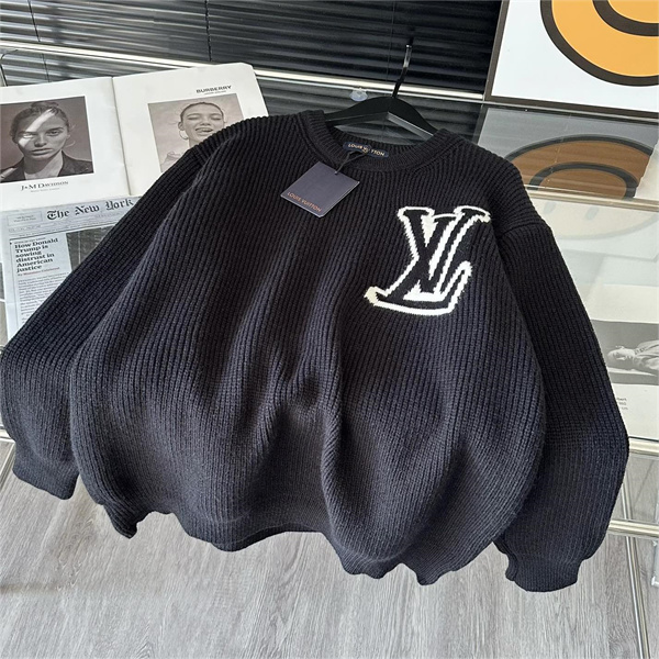 LOUIS VUITTON コピー セーター モノグラム ウール混紡 暖かい ロゴ ジャカード ルイヴィトン