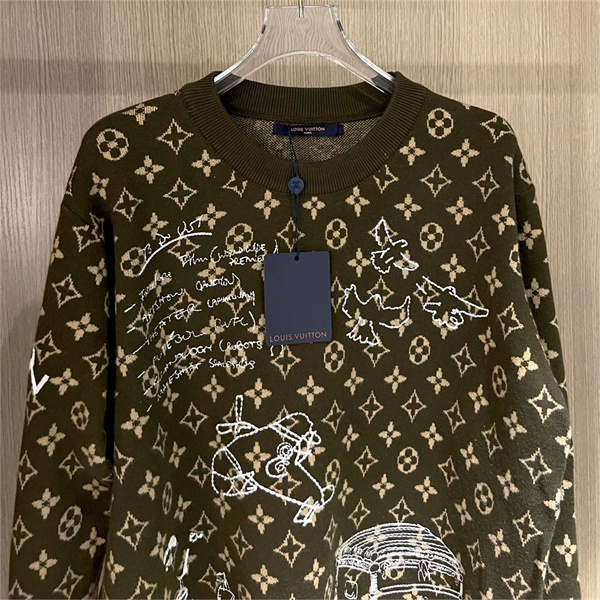 ルイヴィトン コピー セーター モノグラム 刺繡 Doodles ロゴ クルーネック LOUIS VUITTON