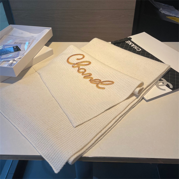 CHANEL スーパーコピー マフラー ウール キラキラ 刺繡 ロゴ 2色 シャネル 