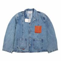 ロエベ スーパーコピー デニムジャケット レザー ロゴ Anagram アナグラム ショット丈 LOEWE