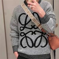 LOEWE スーパーコピー セーター ロゴ  グレー ジャカード ロゴ クルーネック ロエベ