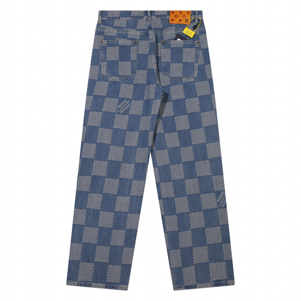 ルイヴィトン スーパーコピー ジーンズ チェック柄 レトロ デニム 脚長効果 LOUIS VUITTON