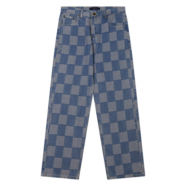 ルイヴィトン スーパーコピー ジーンズ チェック柄 レトロ デニム 脚長効果 LOUIS VUITTON