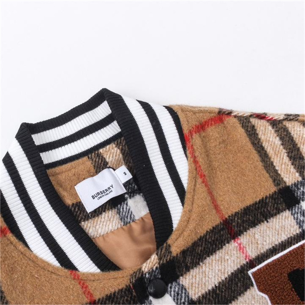 BURBERRY 偽物 ジャケット フリース タオル生地ロゴ チェック 柄 ウール バーバリー