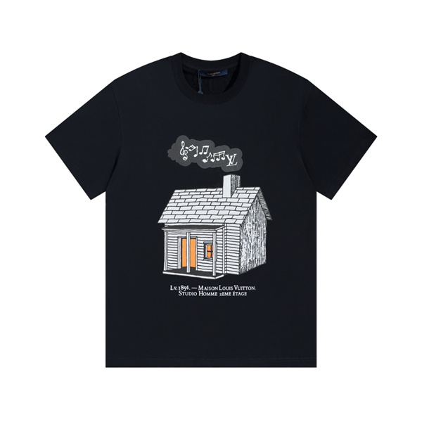 ルイヴィトン 偽物 Ｔシャツ プリント ロゴ 男女兼用 ゆったりサイズ LOUIS VUITTON