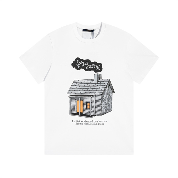 ルイヴィトン 偽物 Ｔシャツ プリント ロゴ 男女兼用 ゆったりサイズ LOUIS VUITTON