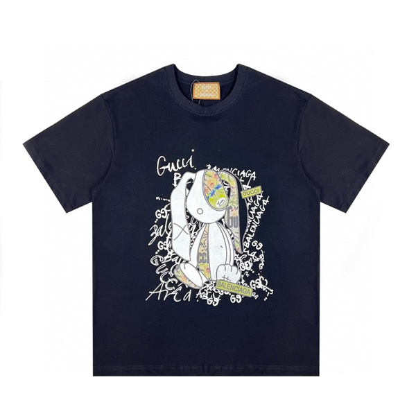 BALENCIAGA ｘ GUCC1 スーパーコピー Ｔシャツ コラボ ウサギ 落書き プリント 純綿生地