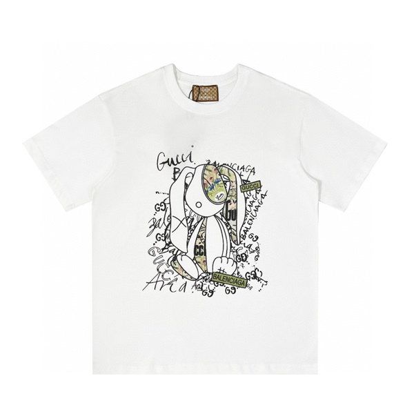 BALENCIAGA ｘ GUCC1 スーパーコピー Ｔシャツ コラボ ウサギ 落書き プリント 純綿生地