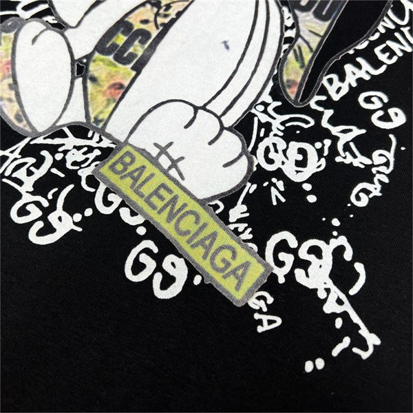 BALENCIAGA ｘ GUCC1 スーパーコピー Ｔシャツ コラボ ウサギ 落書き プリント 純綿生地