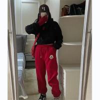 モンクレール コピー スウェットパンツ 裏起毛 クリスマス風 赤色 綿 MONCLER