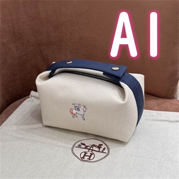 エルメス HERMES 偽物 ミニバッグ H ファブリックポーチ ブリッドアブラック ガブリオルGM 