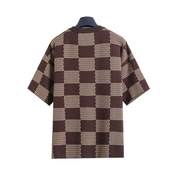 LOUIS VUITTON スーパーコピー Ｔシャツ ダミエ ロゴ ニット ウール30％ ルイヴィトン