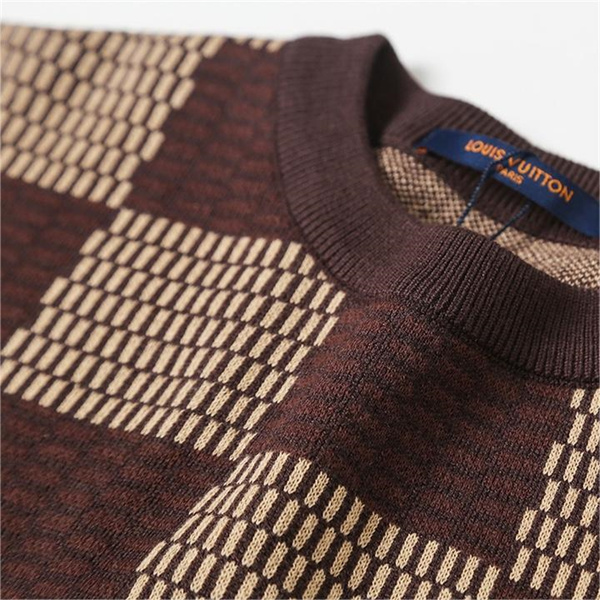 LOUIS VUITTON スーパーコピー Ｔシャツ ダミエ ロゴ ニット ウール30％ ルイヴィトン