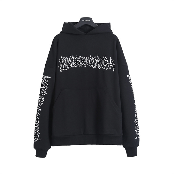 BALENCIAGA スーパーコピー パーカー DIY Metal Outline オーバーサイズ マフポケット 火 バレンシアガ