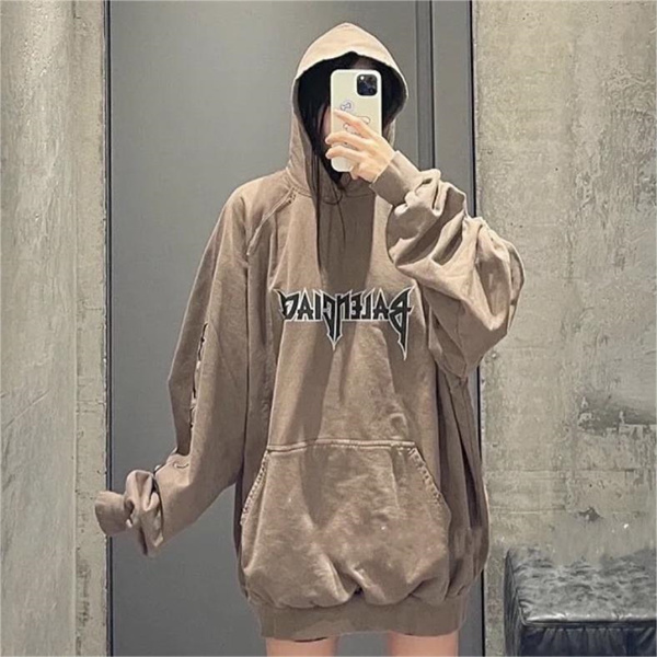 バレンシアガ スーパーコピー パーカー メタルプリント ロゴ BALENCIAGA フーディ ユニセックス 