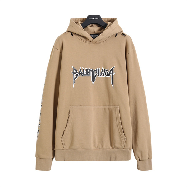 バレンシアガ スーパーコピー パーカー メタルプリント ロゴ BALENCIAGA フーディ ユニセックス 