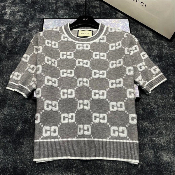 グッチ GUCCI スーパーコピー ニットＴシャツ タオル 刺繍 ロゴ モノグラム 2色 レディース 