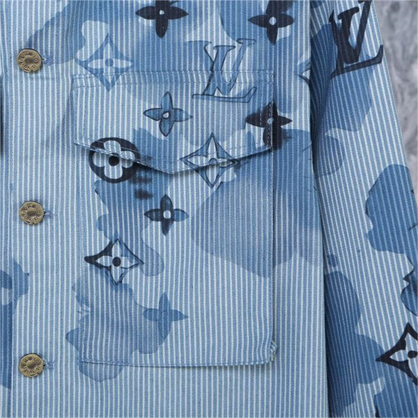 ルイヴィトン 偽物 デニムジャケット モノグラム 水彩絵 プリント LOUIS VUITTON