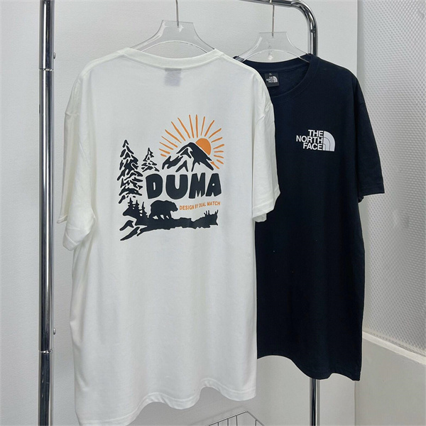 THE NORTH FACE 偽物 Tシャツ 版画 朝日 森林 クマ ロゴ 部屋着 普段着 ザノースフェイス