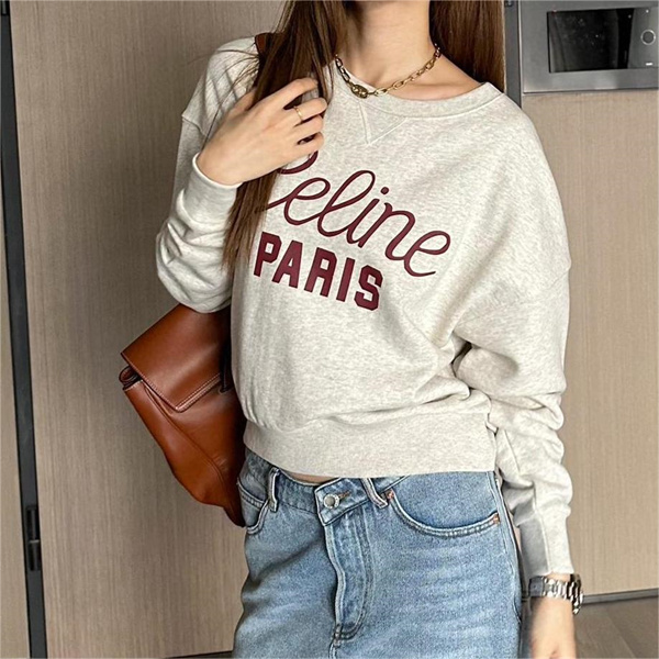 CELINE スーパーコピー トレーナー 純綿生地 ロゴ 柄 プリント オーバーサイズ セリーヌ