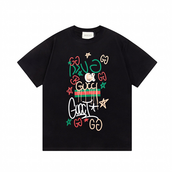 GUCCI スーパーコピー Ｔシャツ グラフィティ風 ロゴ プリント 純綿素材 2色