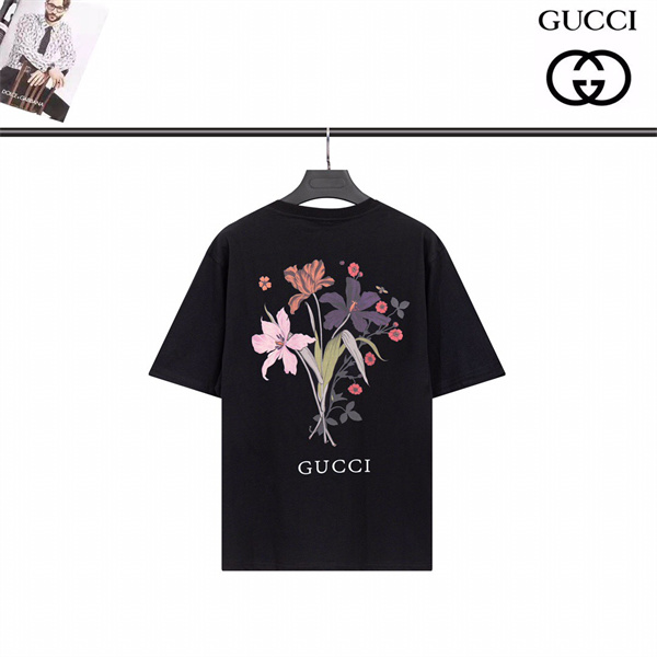 GUCCI コピー Ｔシャツ Chateau Marmont フラワー プリント 挿絵 ロゴ 綿 