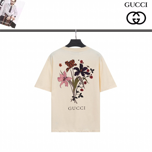 GUCCI コピー Ｔシャツ Chateau Marmont フラワー プリント 挿絵 ロゴ 綿 