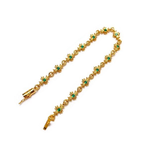 クロムハーツ スーパーコピー ブレスレット Tiny E シリーズ 22K ロゴ エメラルド CHROME HEARTS