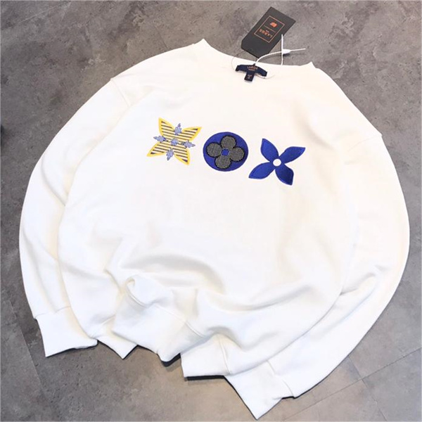 LOUIS VUITTON スーパーコピー トレーナー フラワー 柄 刺繡 ロゴ ルイヴィトン