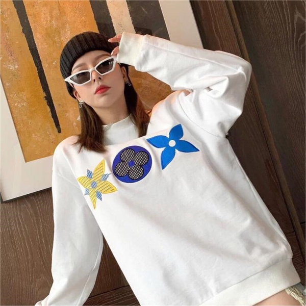 LOUIS VUITTON スーパーコピー トレーナー フラワー 柄 刺繡 ロゴ ルイヴィトン