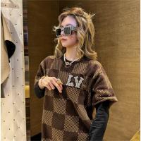 LOUIS VUITTON スーパーコピー Ｔシャツ ダミエ ロゴ ニット ウール30％ ルイヴィトン