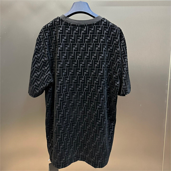 FENDI コピー Ｔシャツ フロッキング加工 FFロゴ モノグラム 立体感 フェンディ