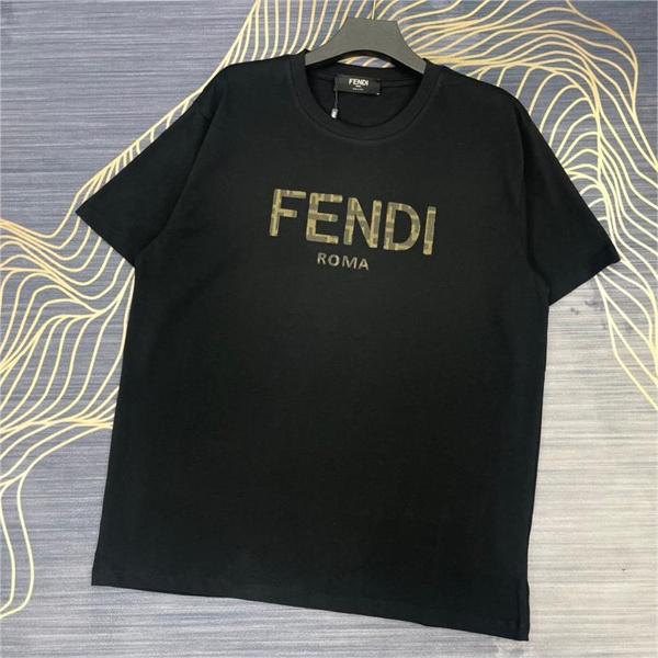 フェンディ 偽物 Ｔシャツ 貼り付け ロゴ 刺繡 純綿生地 FENDI 