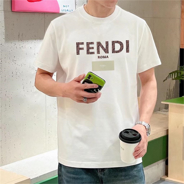 FENDI 偽物 Ｔシャツ ロゴ プリント 100%コットン ユニセックス 2色 フェンディ
