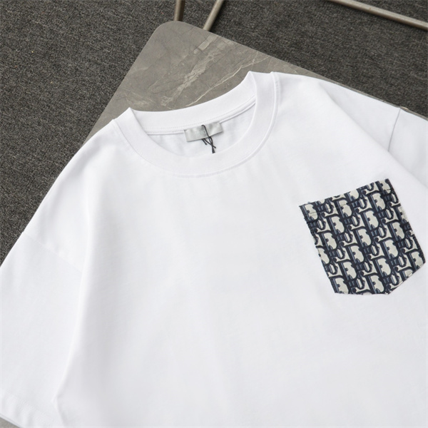 ディオール スーパーコピー Ｔシャツ モノグラム ロゴ プリント ポケット 2色 純綿 ユニセックス
