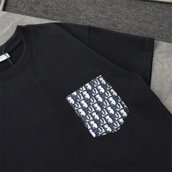 ディオール スーパーコピー Ｔシャツ モノグラム ロゴ プリント ポケット 2色 純綿 ユニセックス