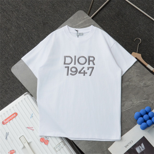 DIOR スーパーコピー Ｔシャツ 刺繡 ロゴ カジュアル クールネック ユニセックス ディオール 