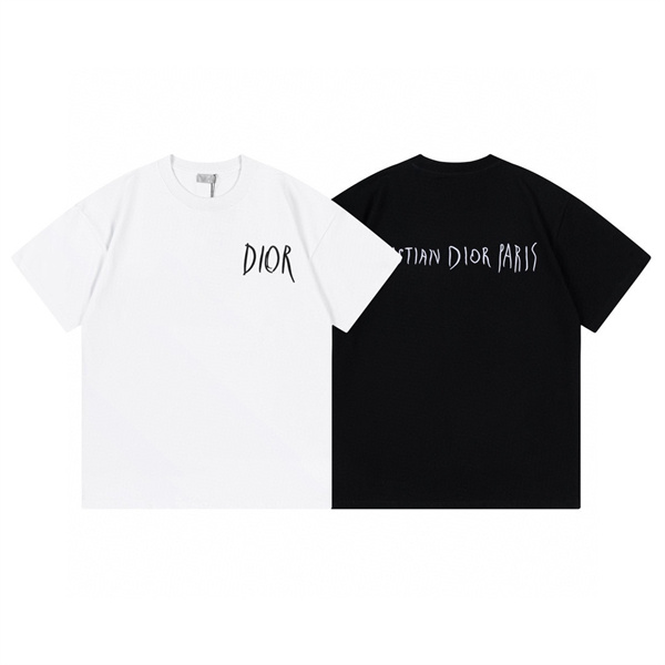 ディオール 偽物 Ｔシャツ 刺繡 ロゴ レトロ感 純綿生地 ユニセックス 2色 DIOR