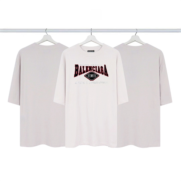 BALENCIAGA スーパーコピー Ｔシャツ クルーネック 半袖 刺繡 ロゴ グレー バレンシアガ 